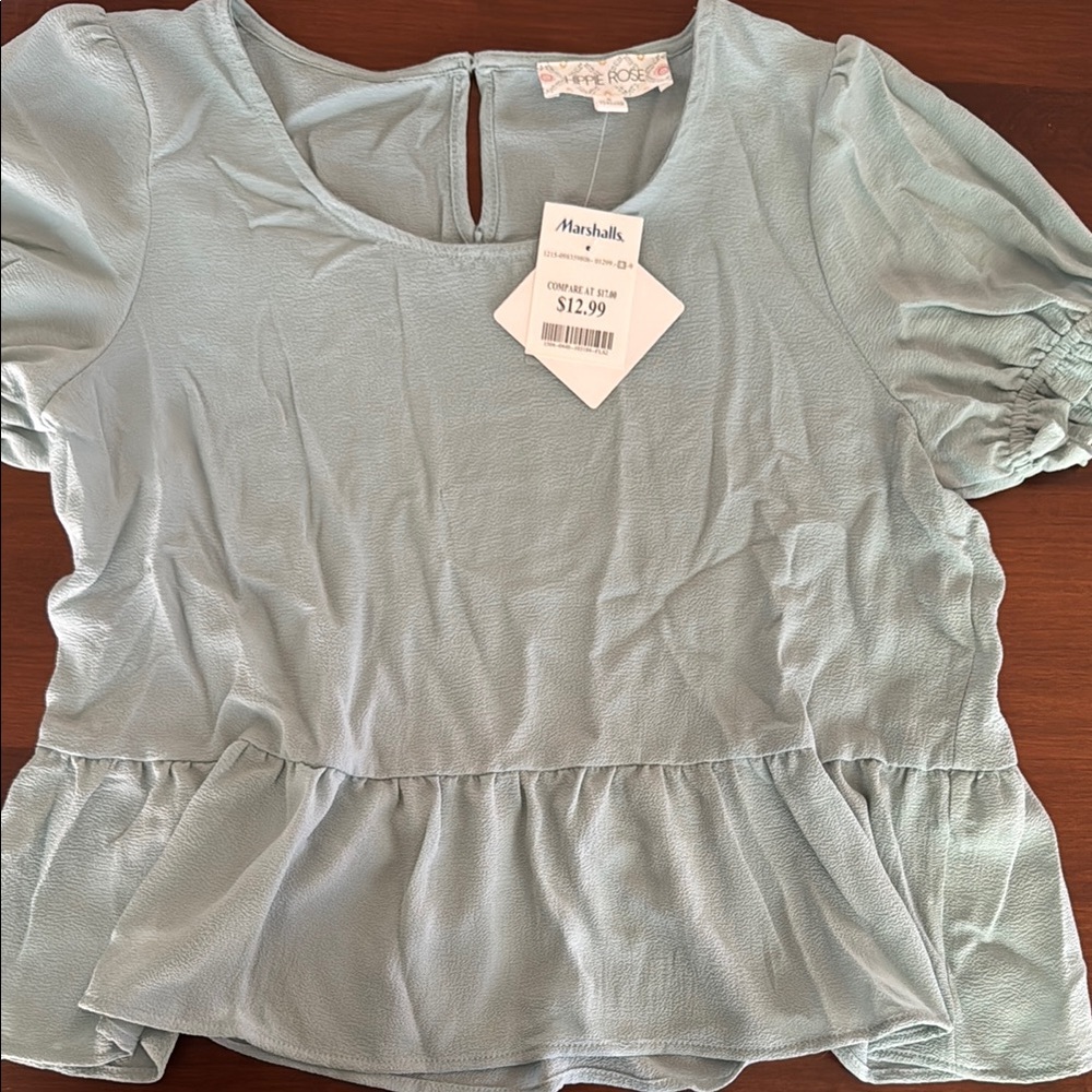 Hippie rose Light green Peplum Top size small